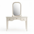 Coiffeuse élégante en bois blanc avec miroir sphérique 100 x 40 x 75cm
