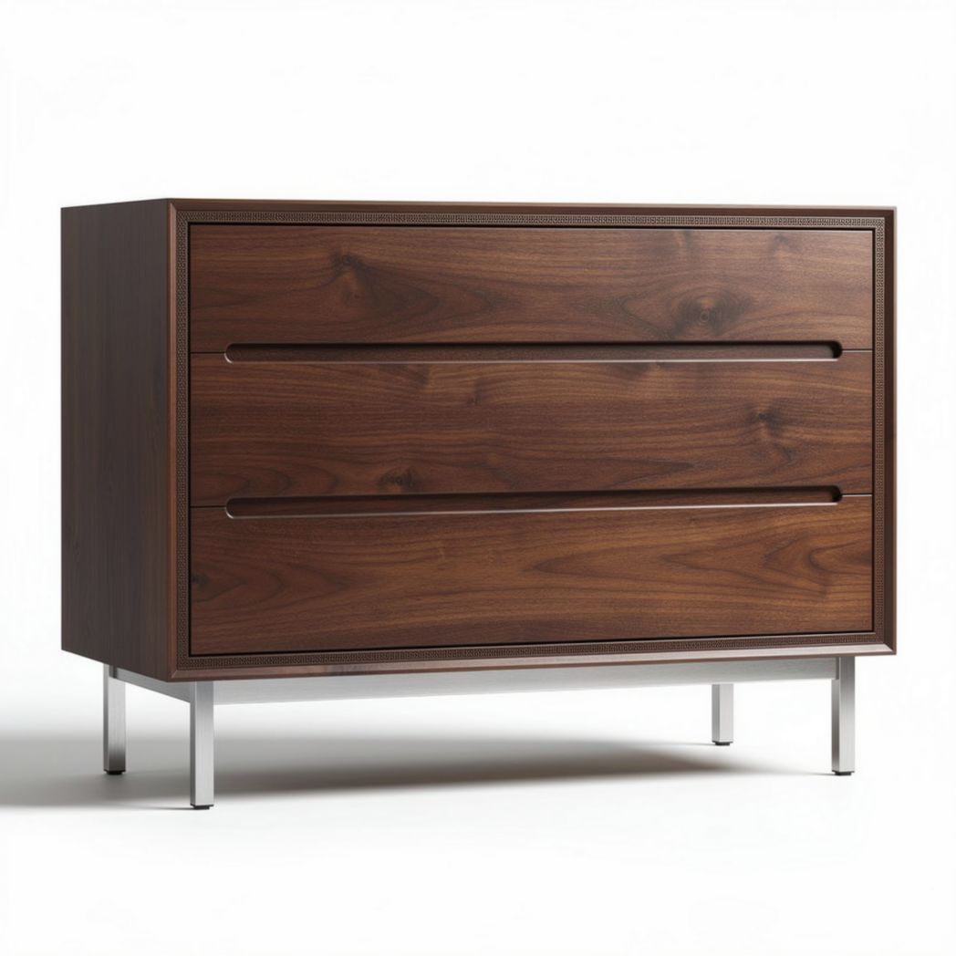 Commode en bois noyer avec deux tiroirs dimensions 80 x 40 x 70cm