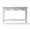 Console en bois blanc avec tiroirs dorés dimensions 120 x 40 x 75cm