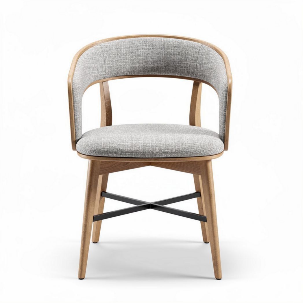 Chaise en bois avec assise en tissu gris dimensions 45 x 55 x 80cm