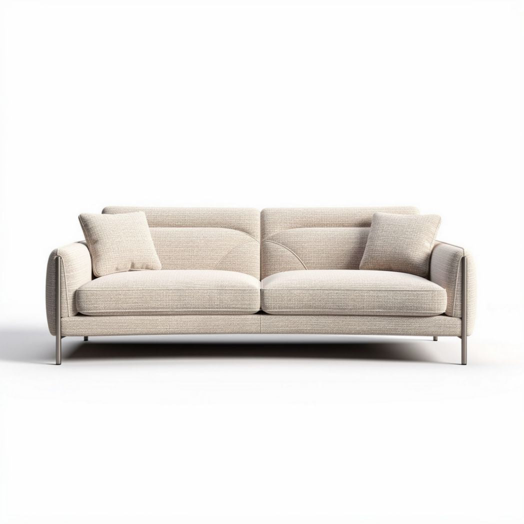 Canapé en tissu beige avec coussins amovibles dimensions 190 x 85 x 75cm