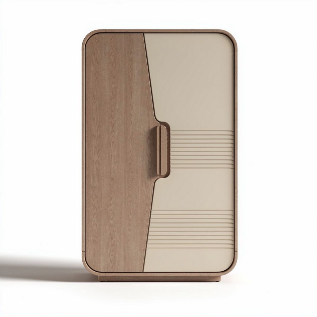 Armoire en bois avec façades beige et motif en relief 80 x 40 x 120cm