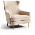 Fauteuil en tissu beige avec accoudoirs et pieds en métal doré 73 x 82 x 87cm