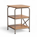 Table d'appoint en métal et bois 45 x 45 x 60cm avec étagères de rangement