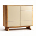 Buffet en bois avec finitions beige 80 x 40 x 75cm pour salon ou salle à manger